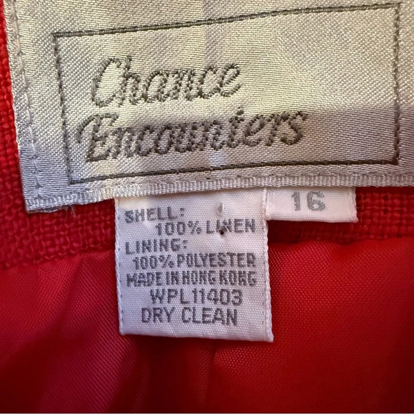 Vtg Chance Womens Linen Encounters Red Blazer 16 Classic Preppy Office Chic - Picture 10 of 11